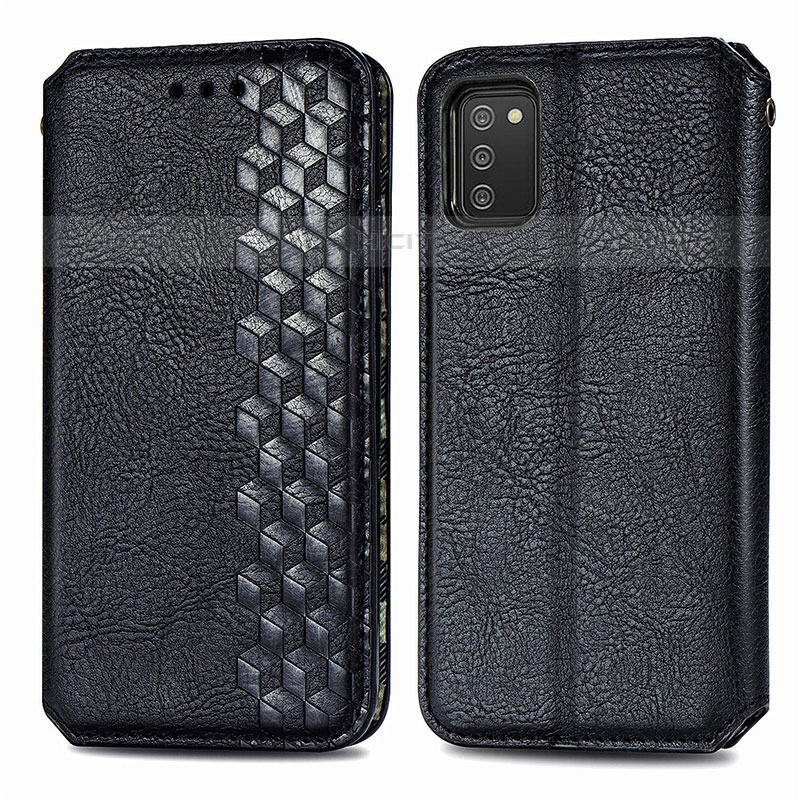 Coque Portefeuille Livre Cuir Etui Clapet S01D pour Samsung Galaxy M02s Noir Plus