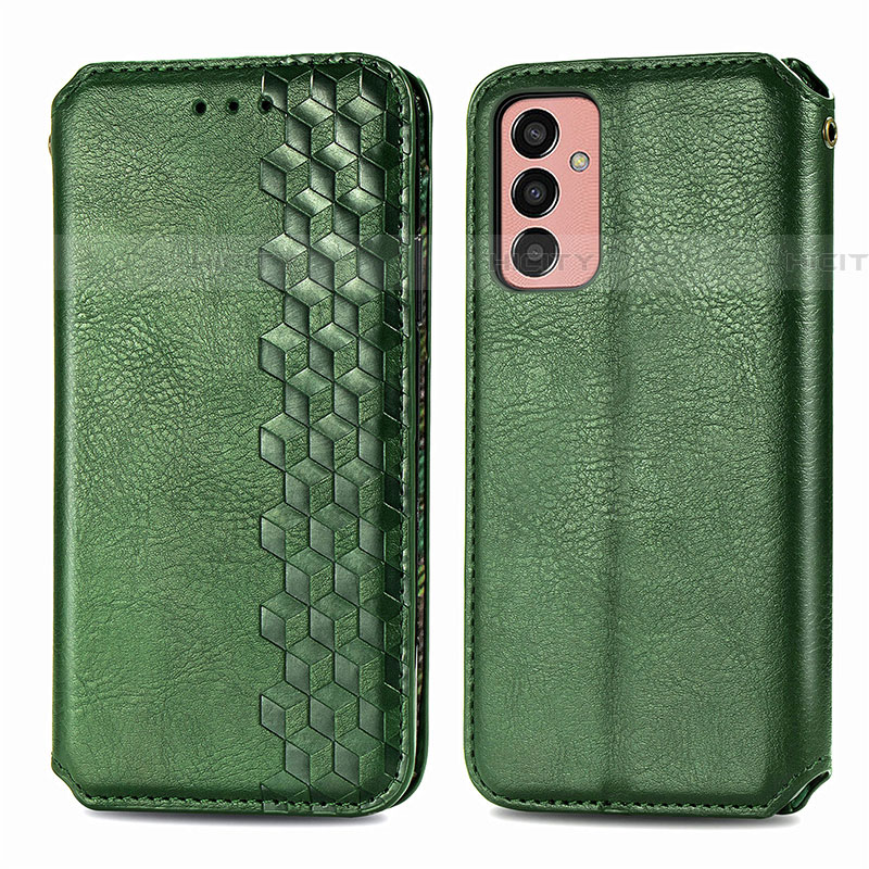 Coque Portefeuille Livre Cuir Etui Clapet S01D pour Samsung Galaxy M13 4G Vert Plus