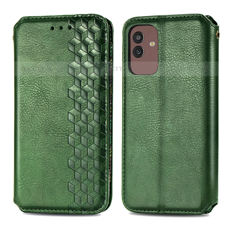 Coque Portefeuille Livre Cuir Etui Clapet S01D pour Samsung Galaxy M13 5G Vert Plus