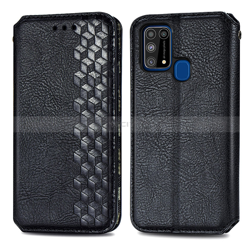 Coque Portefeuille Livre Cuir Etui Clapet S01D pour Samsung Galaxy M21s Noir Plus