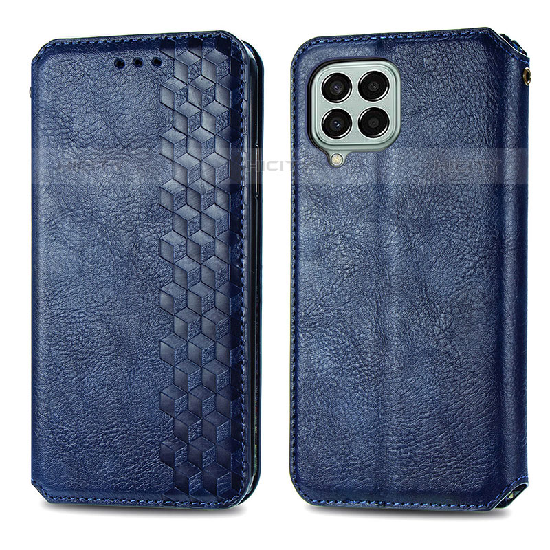 Coque Portefeuille Livre Cuir Etui Clapet S01D pour Samsung Galaxy M33 5G Bleu Plus