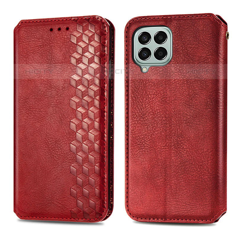 Coque Portefeuille Livre Cuir Etui Clapet S01D pour Samsung Galaxy M33 5G Rouge Plus