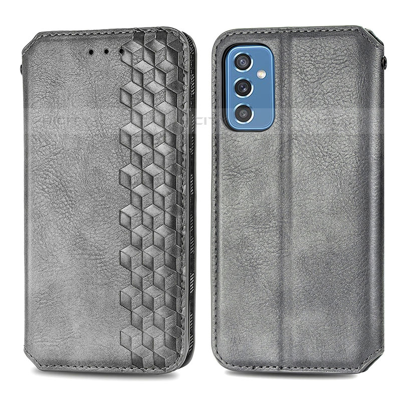 Coque Portefeuille Livre Cuir Etui Clapet S01D pour Samsung Galaxy M52 5G Gris Plus