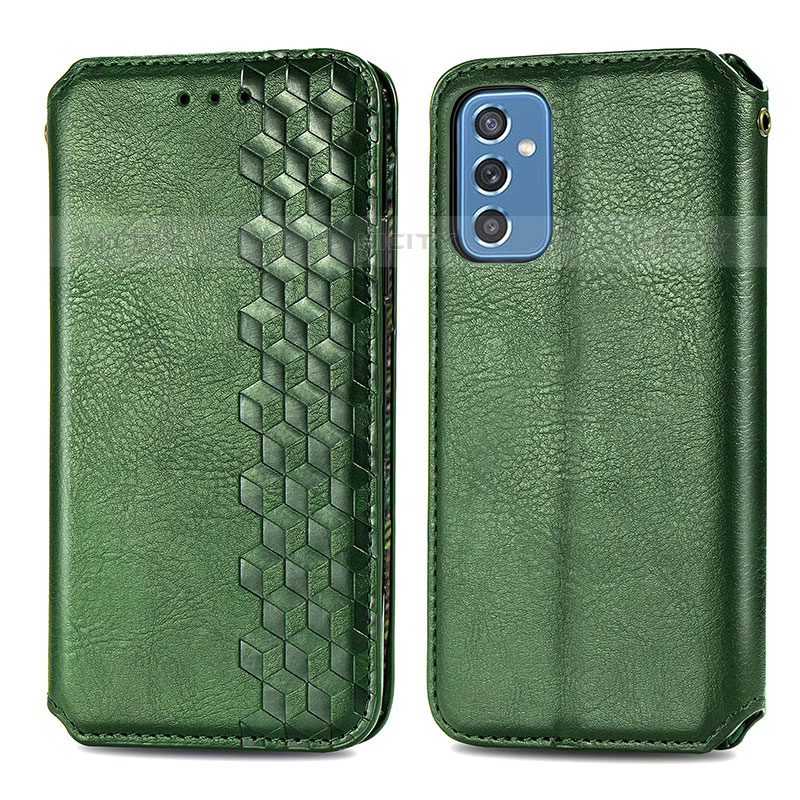 Coque Portefeuille Livre Cuir Etui Clapet S01D pour Samsung Galaxy M52 5G Vert Plus