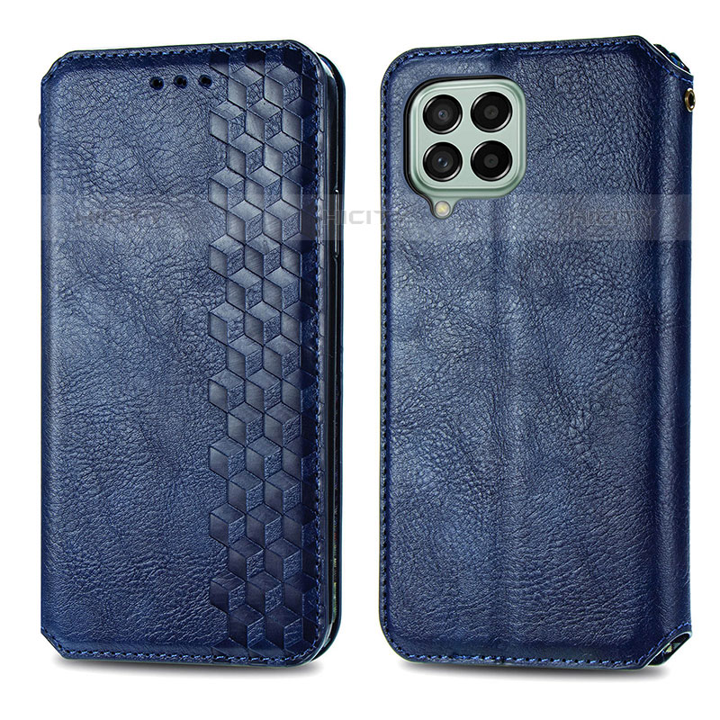 Coque Portefeuille Livre Cuir Etui Clapet S01D pour Samsung Galaxy M53 5G Bleu Plus