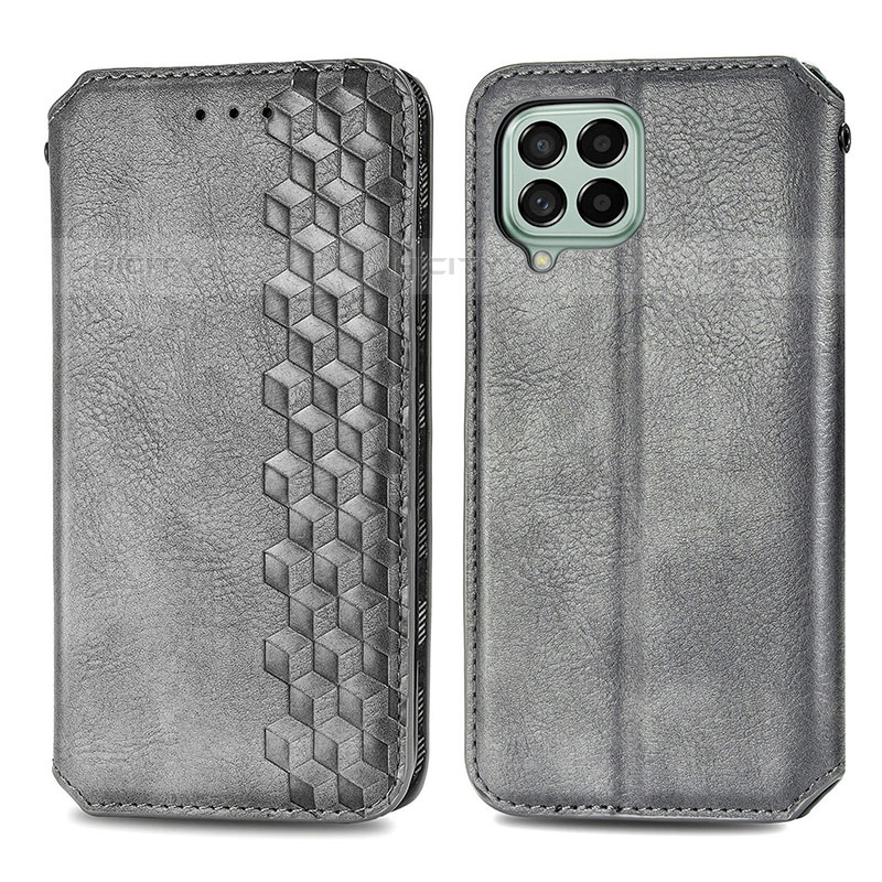 Coque Portefeuille Livre Cuir Etui Clapet S01D pour Samsung Galaxy M53 5G Gris Plus