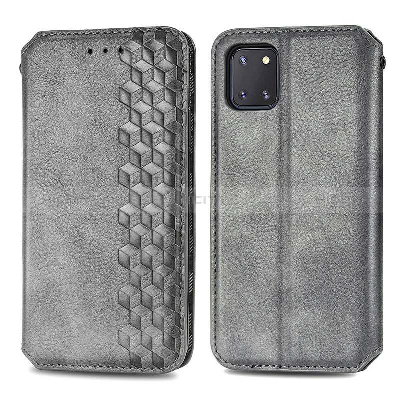 Coque Portefeuille Livre Cuir Etui Clapet S01D pour Samsung Galaxy M60s Gris Plus