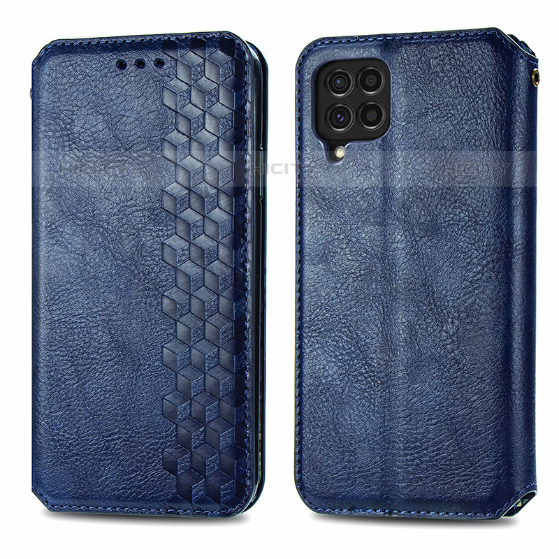 Coque Portefeuille Livre Cuir Etui Clapet S01D pour Samsung Galaxy M62 4G Bleu Plus