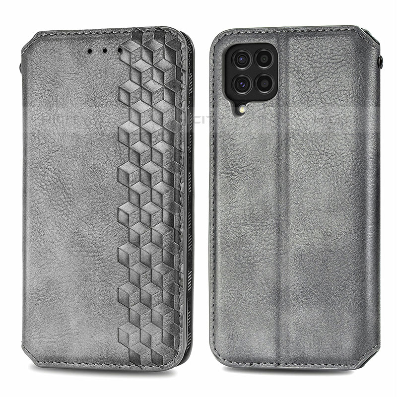 Coque Portefeuille Livre Cuir Etui Clapet S01D pour Samsung Galaxy M62 4G Gris Plus