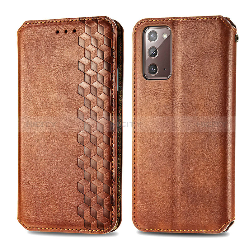 Coque Portefeuille Livre Cuir Etui Clapet S01D pour Samsung Galaxy Note 20 5G Marron Plus