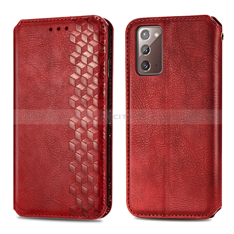 Coque Portefeuille Livre Cuir Etui Clapet S01D pour Samsung Galaxy Note 20 5G Rouge Plus