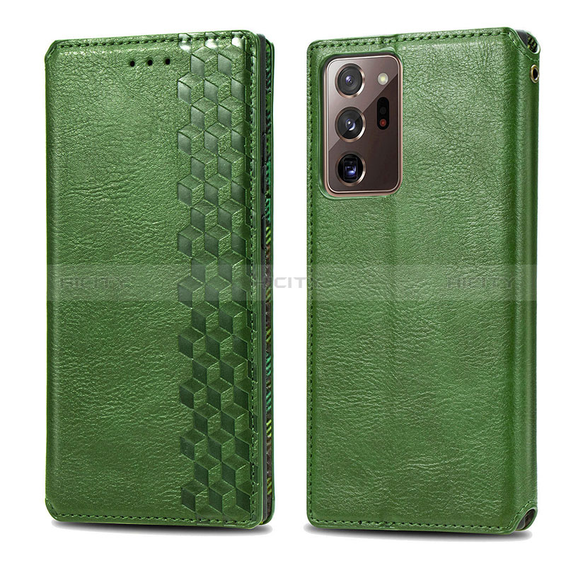 Coque Portefeuille Livre Cuir Etui Clapet S01D pour Samsung Galaxy Note 20 Ultra 5G Vert Plus