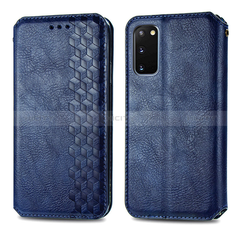 Coque Portefeuille Livre Cuir Etui Clapet S01D pour Samsung Galaxy S20 5G Bleu Plus