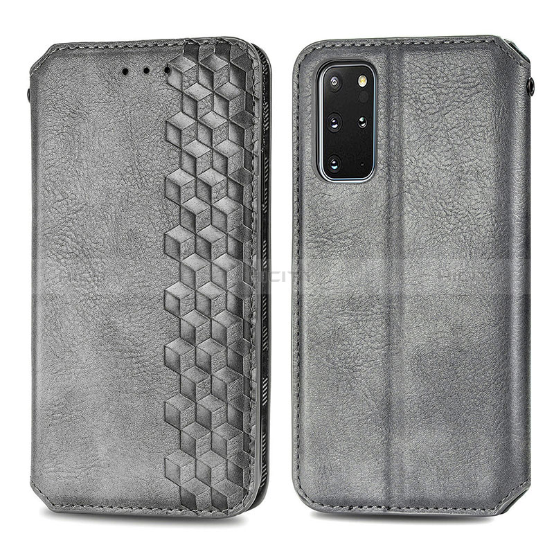 Coque Portefeuille Livre Cuir Etui Clapet S01D pour Samsung Galaxy S20 Plus 5G Gris Plus