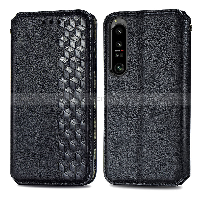 Coque Portefeuille Livre Cuir Etui Clapet S01D pour Sony Xperia 1 IV Noir Plus