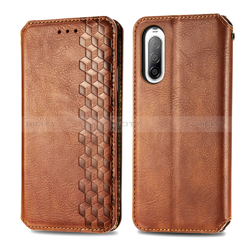 Coque Portefeuille Livre Cuir Etui Clapet S01D pour Sony Xperia 10 II Marron Plus