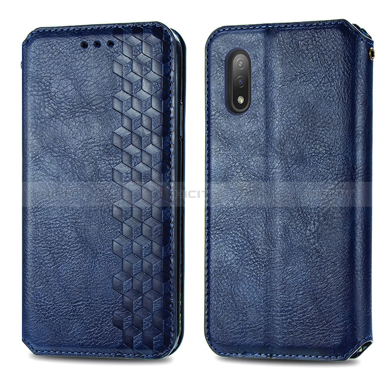 Coque Portefeuille Livre Cuir Etui Clapet S01D pour Sony Xperia Ace II Bleu Plus