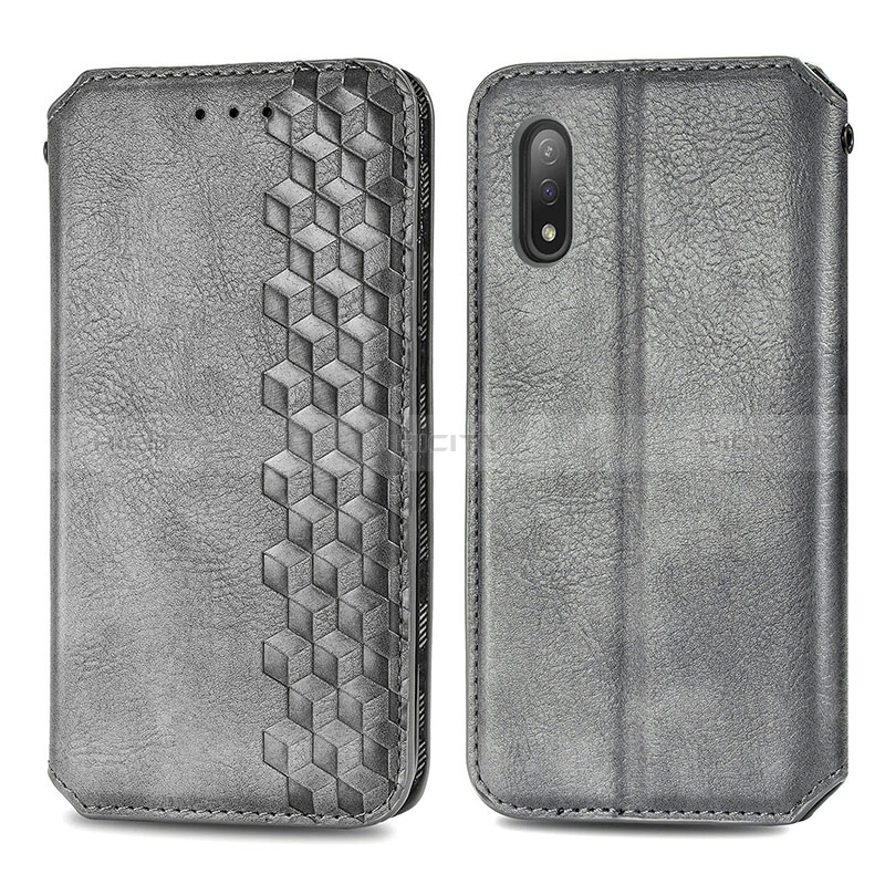 Coque Portefeuille Livre Cuir Etui Clapet S01D pour Sony Xperia Ace II Gris Plus