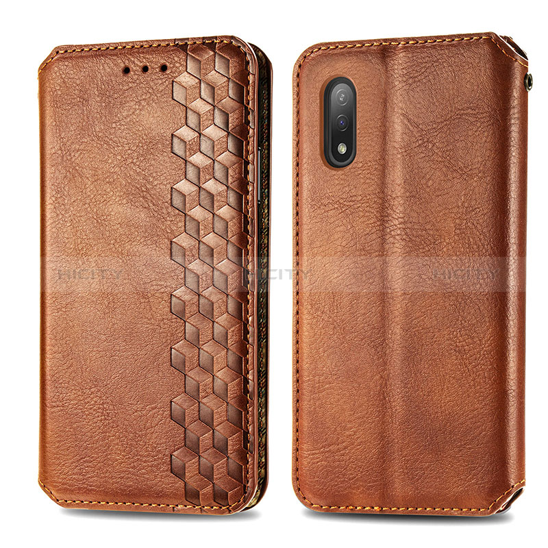 Coque Portefeuille Livre Cuir Etui Clapet S01D pour Sony Xperia Ace II Marron Plus