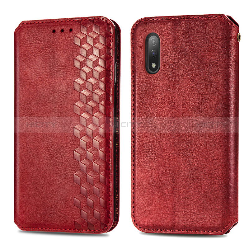 Coque Portefeuille Livre Cuir Etui Clapet S01D pour Sony Xperia Ace II SO-41B Rouge Plus