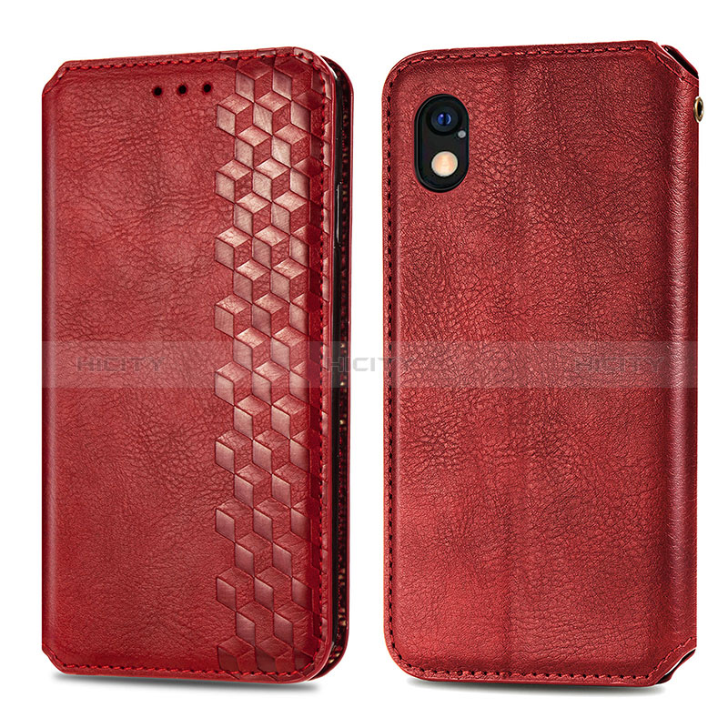 Coque Portefeuille Livre Cuir Etui Clapet S01D pour Sony Xperia Ace III SO-53C Rouge Plus