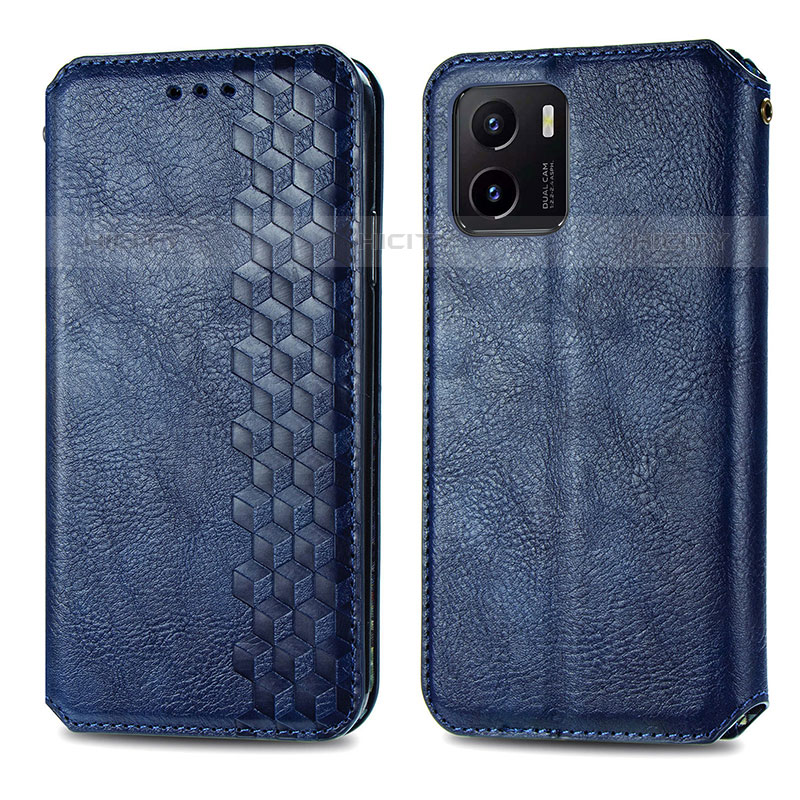 Coque Portefeuille Livre Cuir Etui Clapet S01D pour Vivo iQOO U5x Bleu Plus