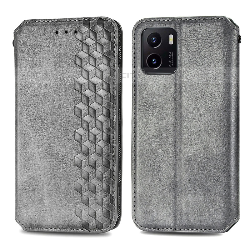 Coque Portefeuille Livre Cuir Etui Clapet S01D pour Vivo iQOO U5x Gris Plus