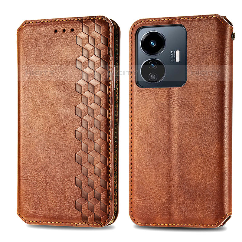 Coque Portefeuille Livre Cuir Etui Clapet S01D pour Vivo iQOO Z6 Lite 5G Marron Plus