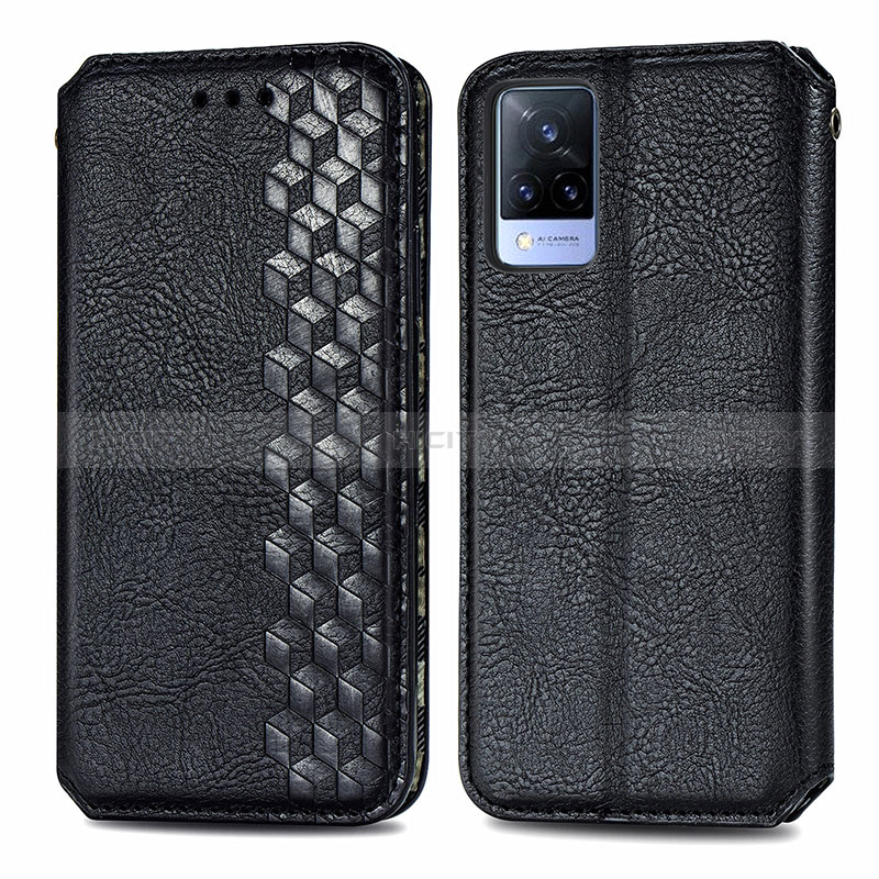 Coque Portefeuille Livre Cuir Etui Clapet S01D pour Vivo V21 5G Noir Plus