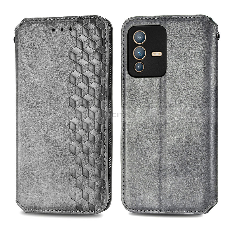 Coque Portefeuille Livre Cuir Etui Clapet S01D pour Vivo V23 Pro 5G Gris Plus