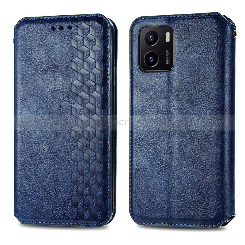 Coque Portefeuille Livre Cuir Etui Clapet S01D pour Vivo Y01 Bleu Plus