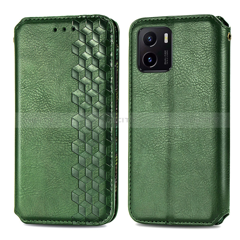 Coque Portefeuille Livre Cuir Etui Clapet S01D pour Vivo Y01 Vert Plus