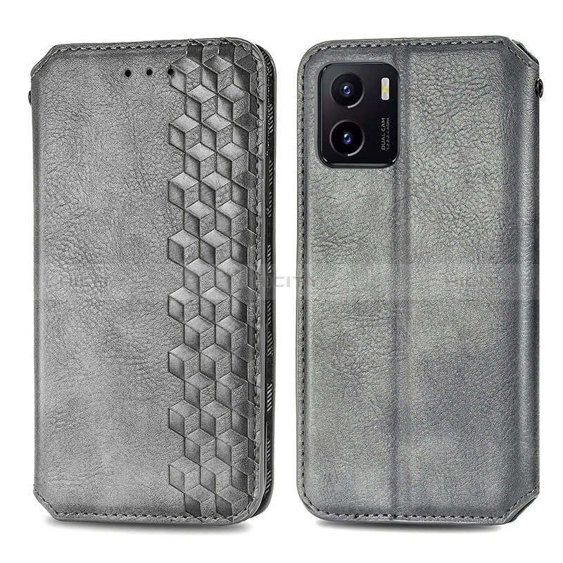 Coque Portefeuille Livre Cuir Etui Clapet S01D pour Vivo Y10 t1 Gris Plus