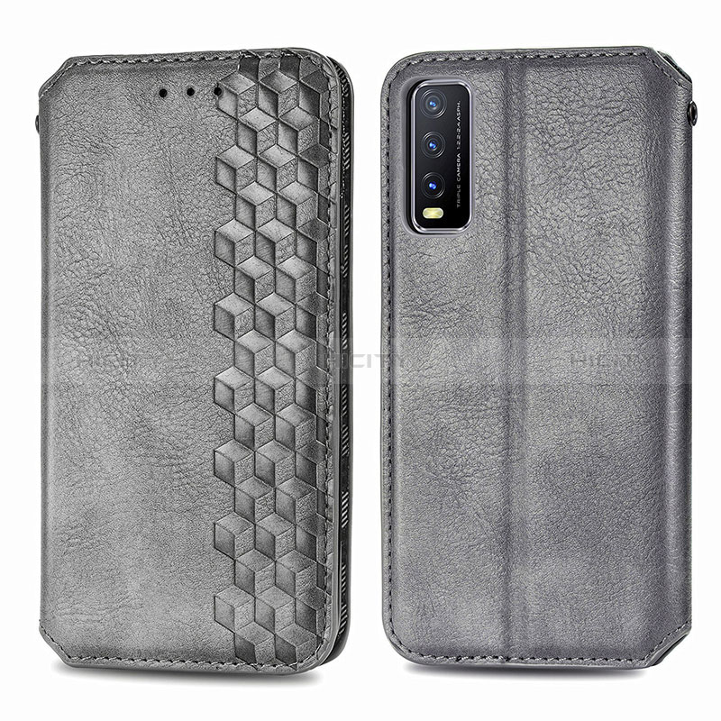 Coque Portefeuille Livre Cuir Etui Clapet S01D pour Vivo Y11s Gris Plus