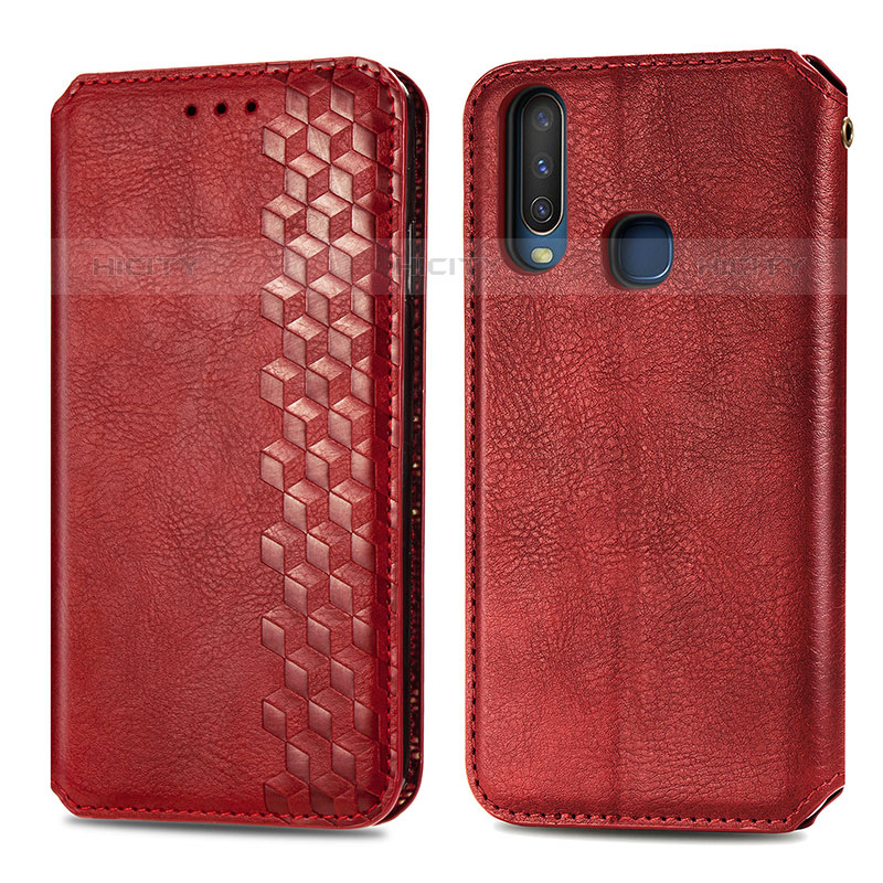 Coque Portefeuille Livre Cuir Etui Clapet S01D pour Vivo Y12 Rouge Plus