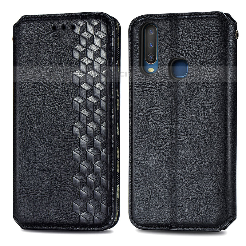 Coque Portefeuille Livre Cuir Etui Clapet S01D pour Vivo Y15 Noir Plus