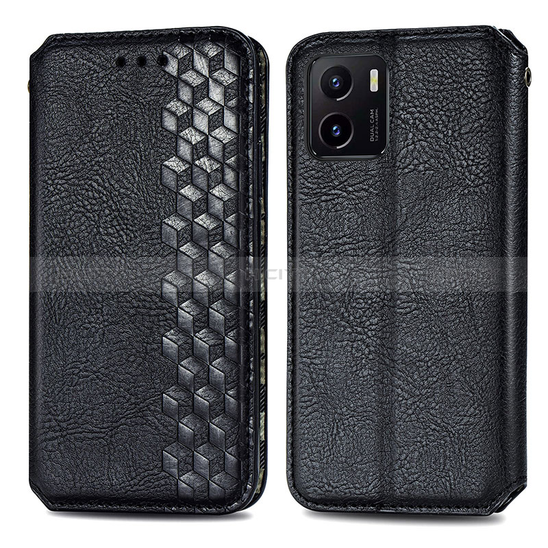 Coque Portefeuille Livre Cuir Etui Clapet S01D pour Vivo Y15C Noir Plus