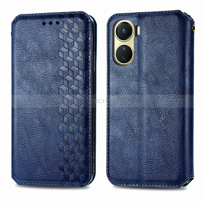 Coque Portefeuille Livre Cuir Etui Clapet S01D pour Vivo Y16 Bleu Plus