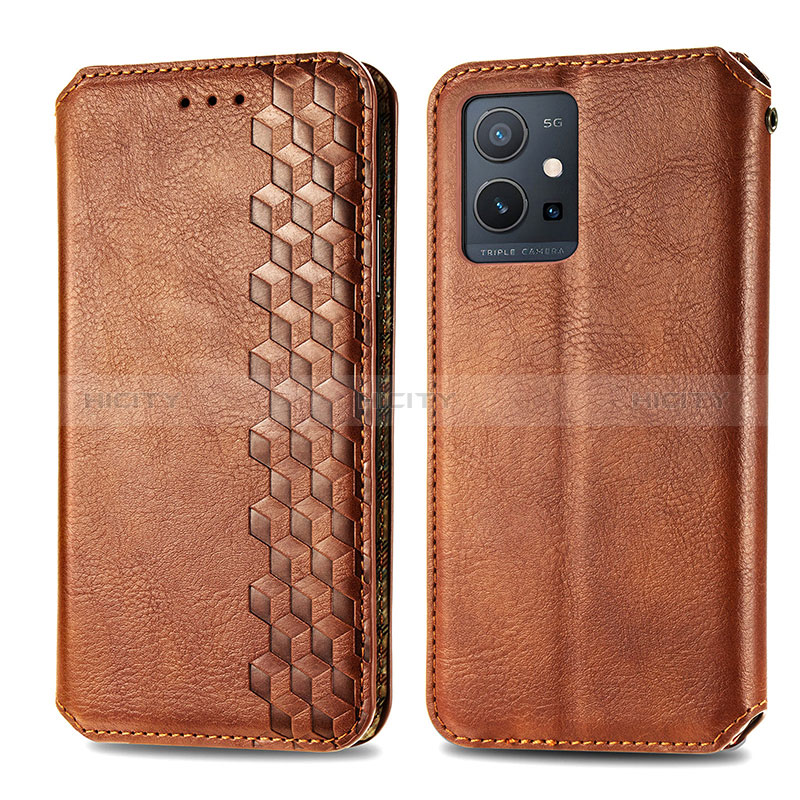 Coque Portefeuille Livre Cuir Etui Clapet S01D pour Vivo Y33e 5G Marron Plus