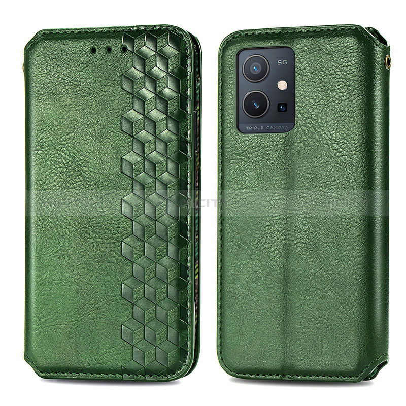 Coque Portefeuille Livre Cuir Etui Clapet S01D pour Vivo Y33e 5G Vert Plus