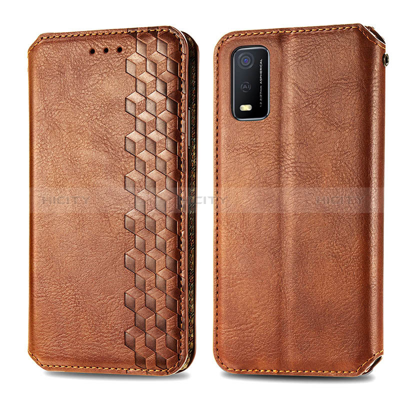 Coque Portefeuille Livre Cuir Etui Clapet S01D pour Vivo Y3s (2021) Marron Plus