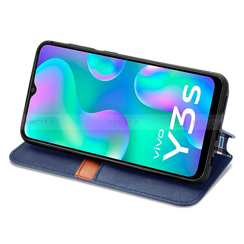 Coque Portefeuille Livre Cuir Etui Clapet S01D pour Vivo Y3s (2021) Plus