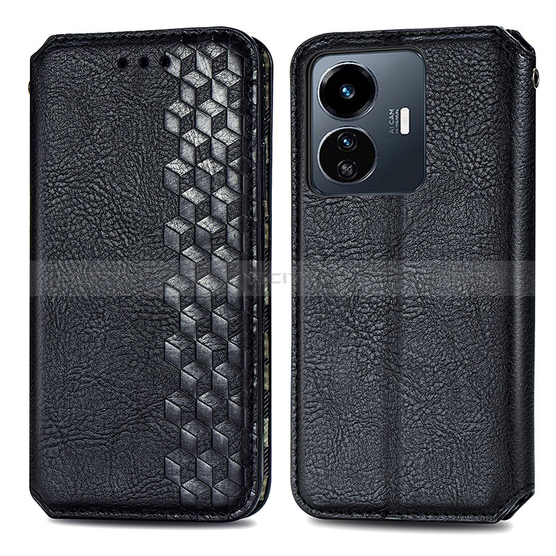 Coque Portefeuille Livre Cuir Etui Clapet S01D pour Vivo Y77e 5G Noir Plus