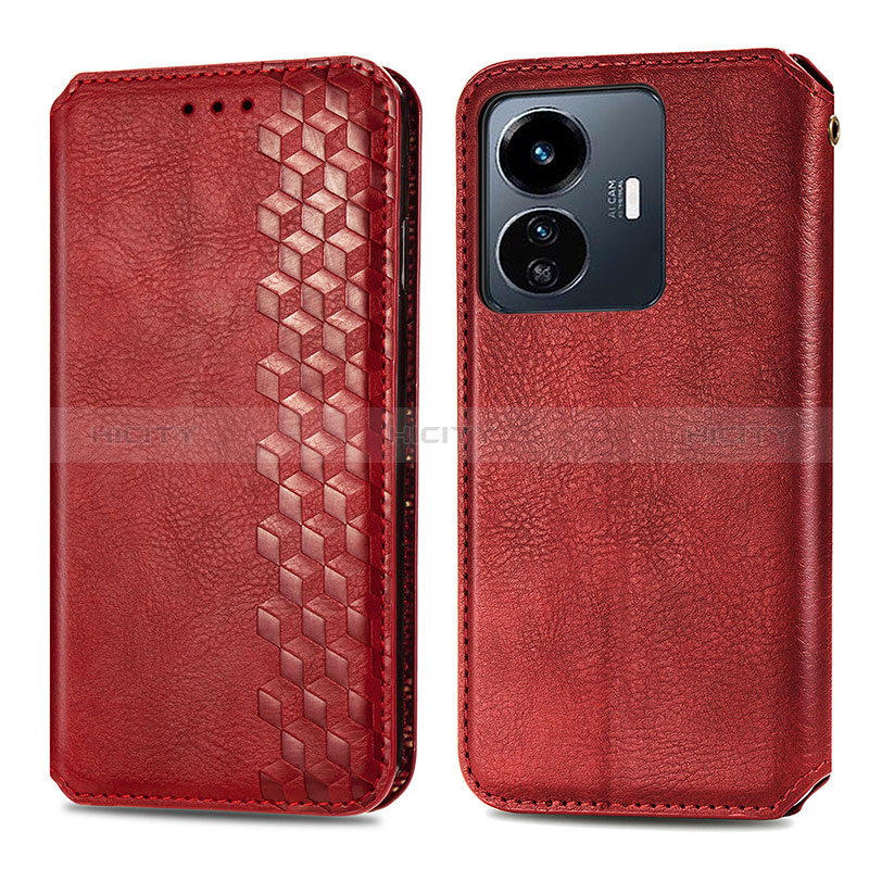 Coque Portefeuille Livre Cuir Etui Clapet S01D pour Vivo Y77e t1 Rouge Plus