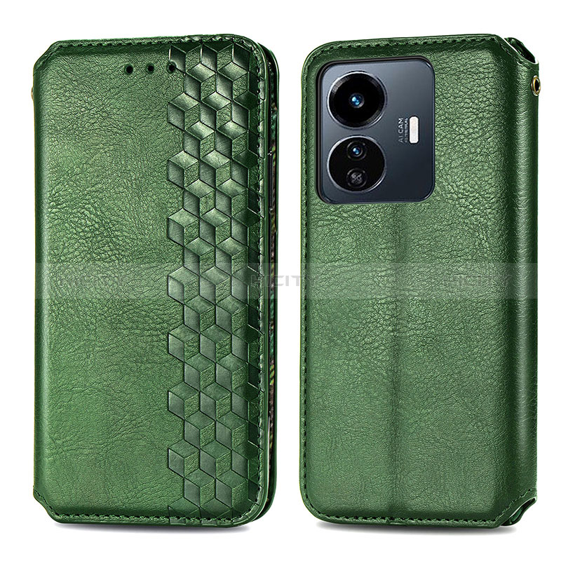 Coque Portefeuille Livre Cuir Etui Clapet S01D pour Vivo Y77e t1 Vert Plus