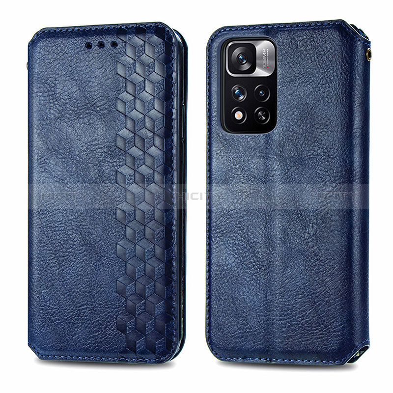 Coque Portefeuille Livre Cuir Etui Clapet S01D pour Xiaomi Mi 11i 5G (2022) Bleu Plus