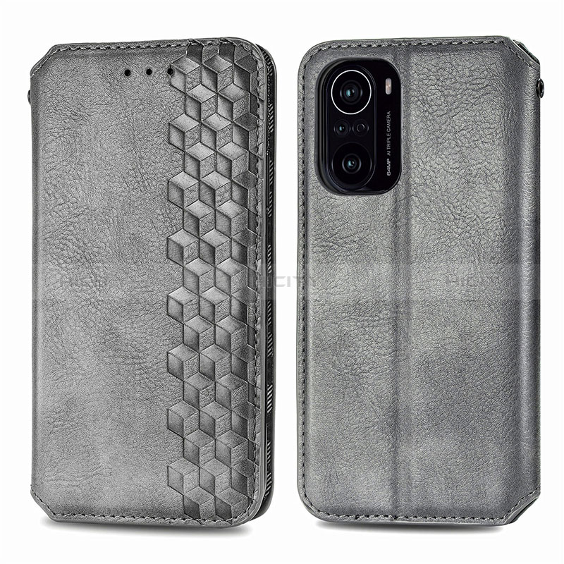 Coque Portefeuille Livre Cuir Etui Clapet S01D pour Xiaomi Mi 11X Pro 5G Gris Plus