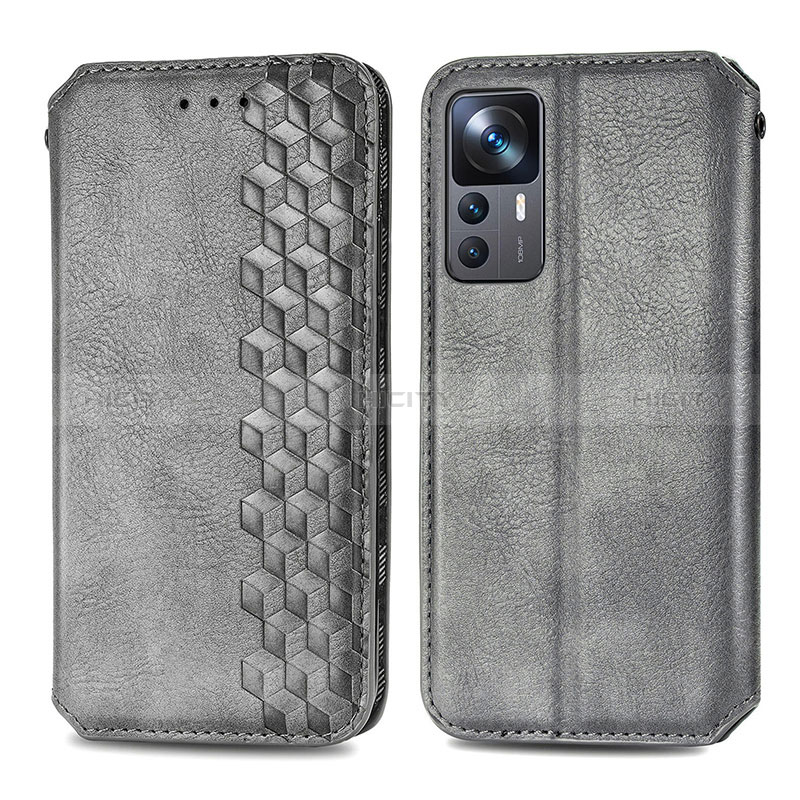 Coque Portefeuille Livre Cuir Etui Clapet S01D pour Xiaomi Mi 12T 5G Gris Plus