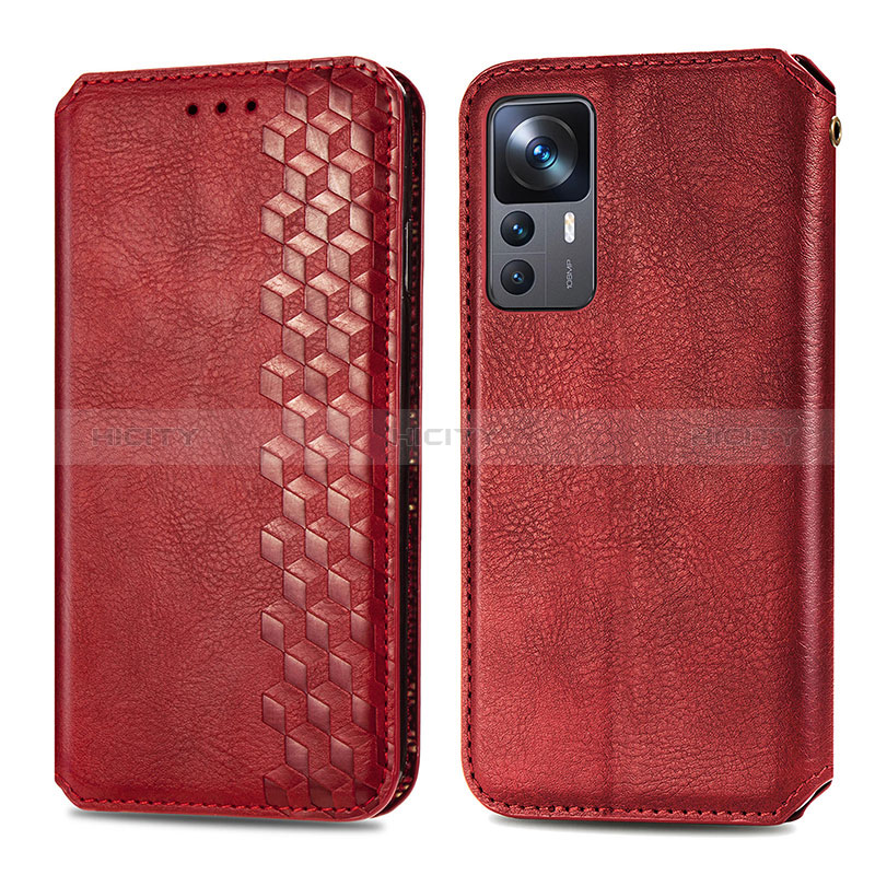 Coque Portefeuille Livre Cuir Etui Clapet S01D pour Xiaomi Mi 12T 5G Rouge Plus