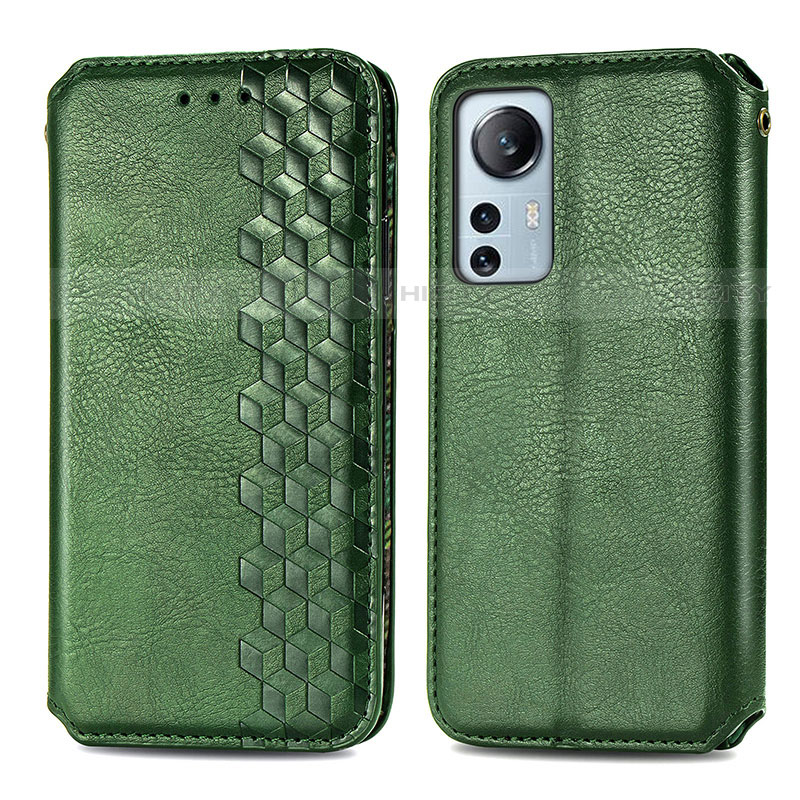 Coque Portefeuille Livre Cuir Etui Clapet S01D pour Xiaomi Mi 12X 5G Vert Plus